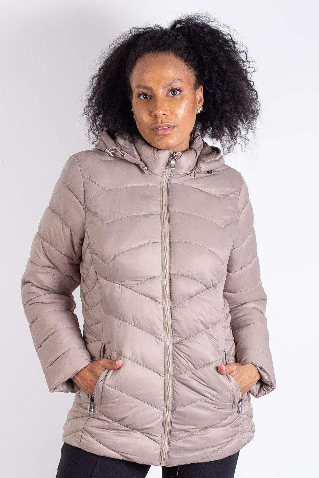 Jaqueta feminina nylon com capuz removível 80235