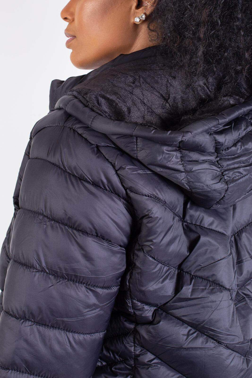 Jaqueta feminina nylon com capuz removível 80235