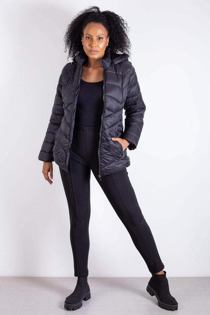 Jaqueta feminina nylon com capuz removível 80235