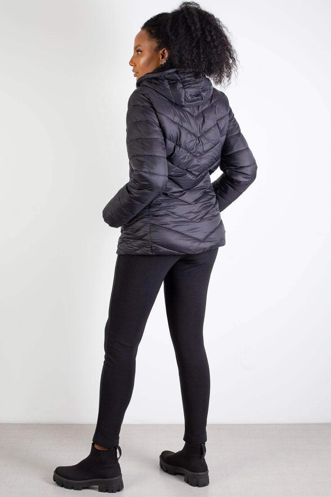 Jaqueta feminina nylon com capuz removível 80235