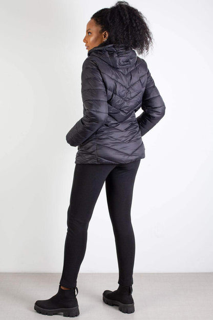 Jaqueta feminina nylon com capuz removível 80235