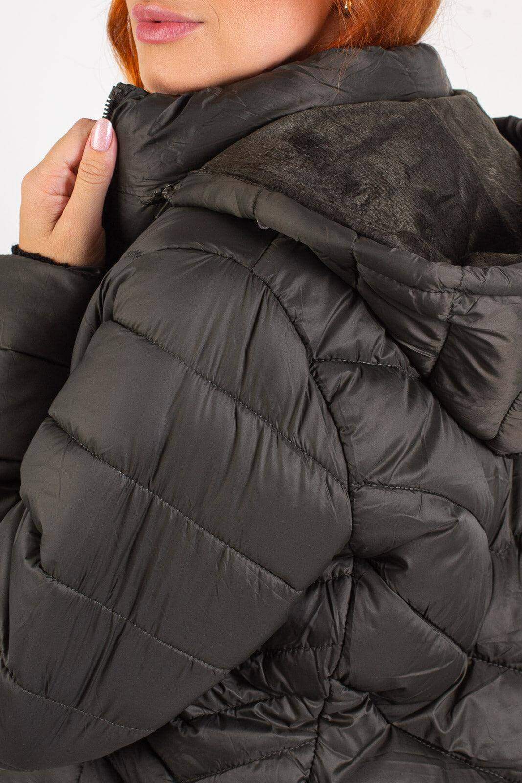 Jaqueta feminina nylon com capuz removível 80235