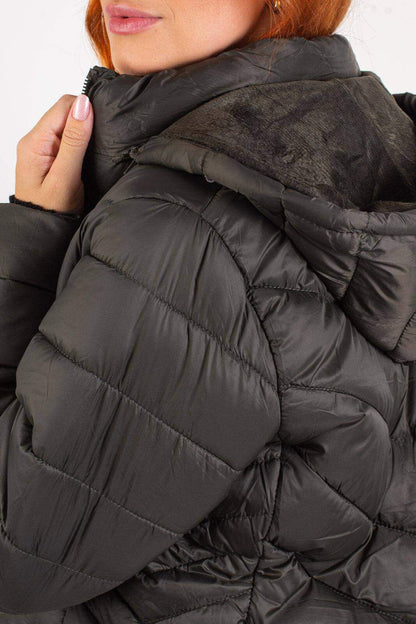 Jaqueta feminina nylon com capuz removível 80235