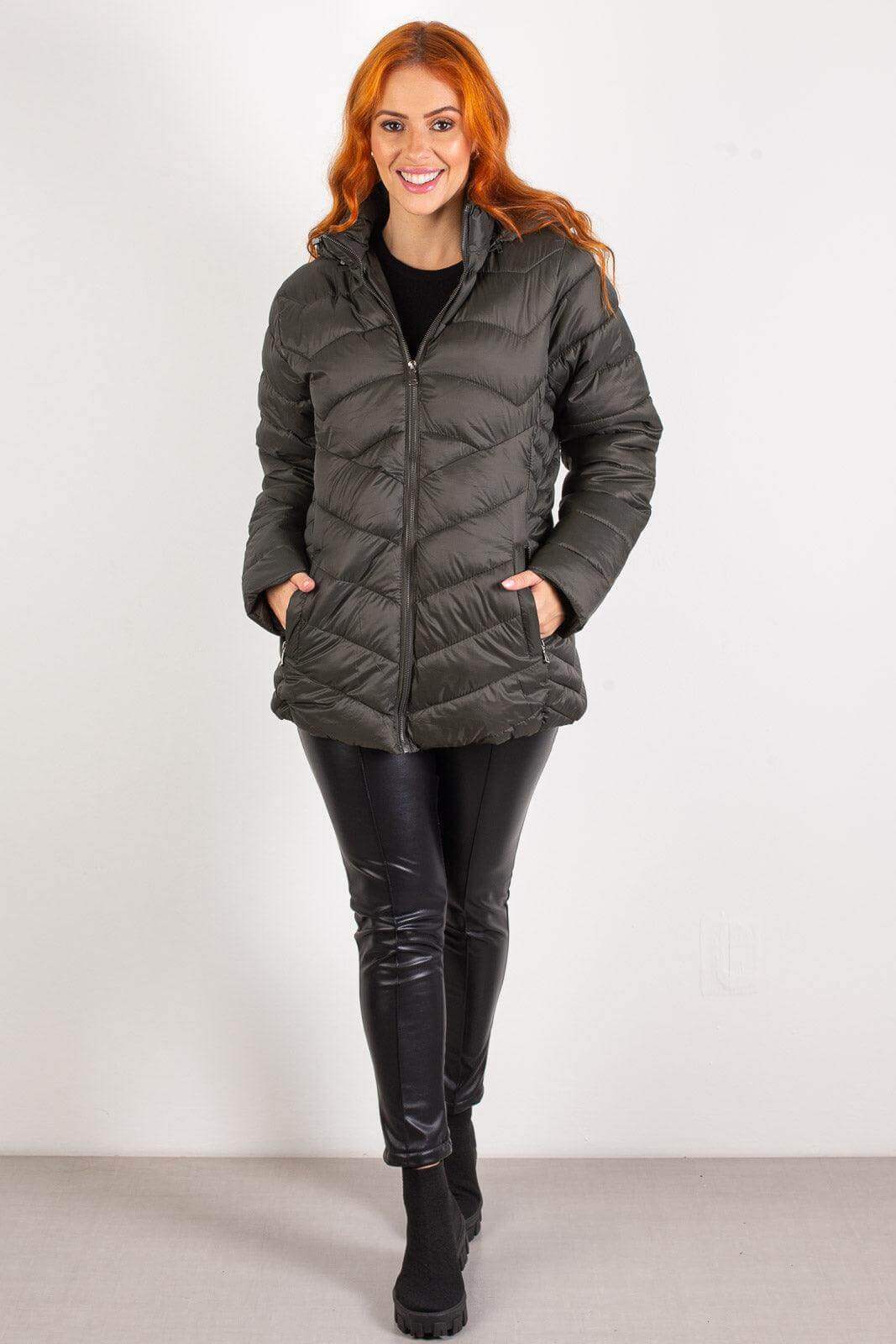 Jaqueta feminina nylon com capuz removível 80235
