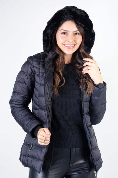 Jaqueta feminina curta de nylon forrada 80239