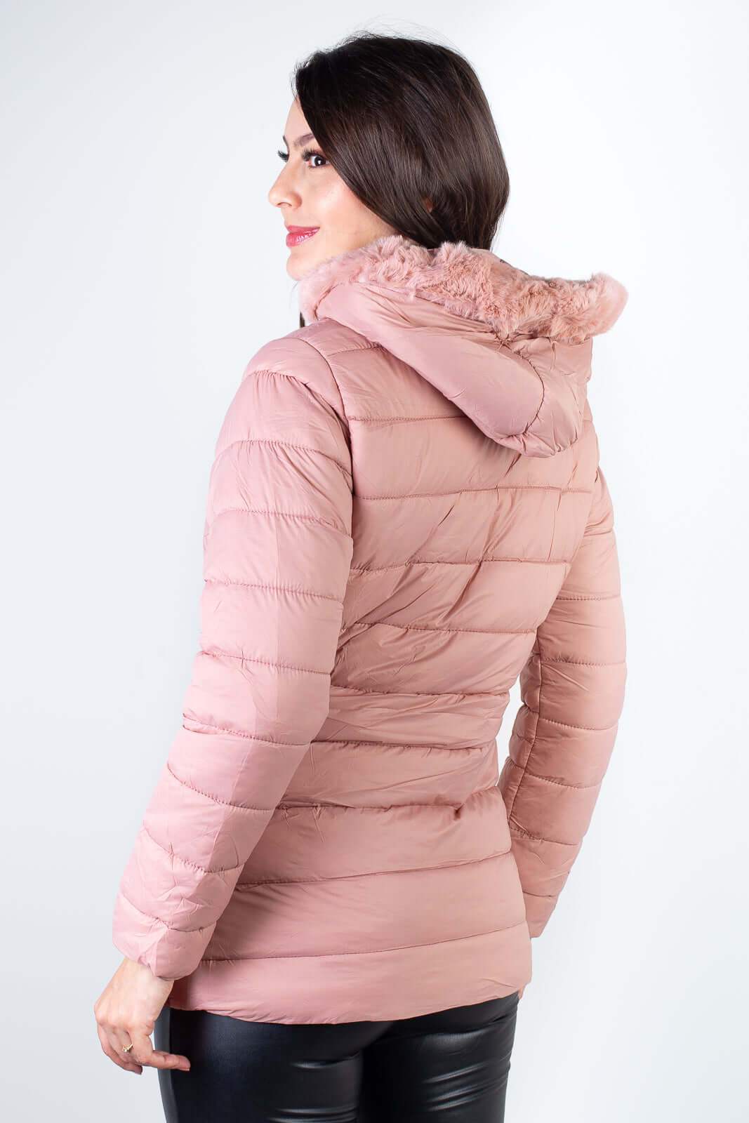 Jaqueta feminina curta de nylon forrada 80239