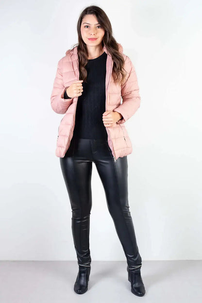 Jaqueta feminina curta de nylon forrada 80239