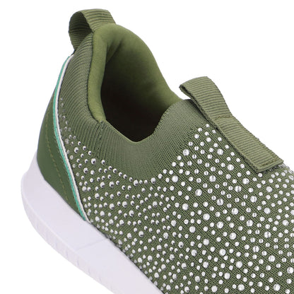 Tênis Slip On Tricot Strass