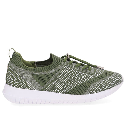 Tênis Slip On Tricot Cadarço Strass