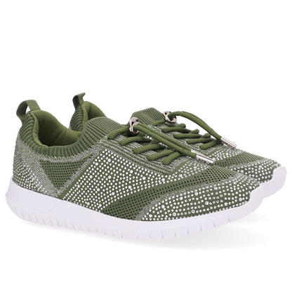 Tênis Slip On Tricot Cadarço Strass