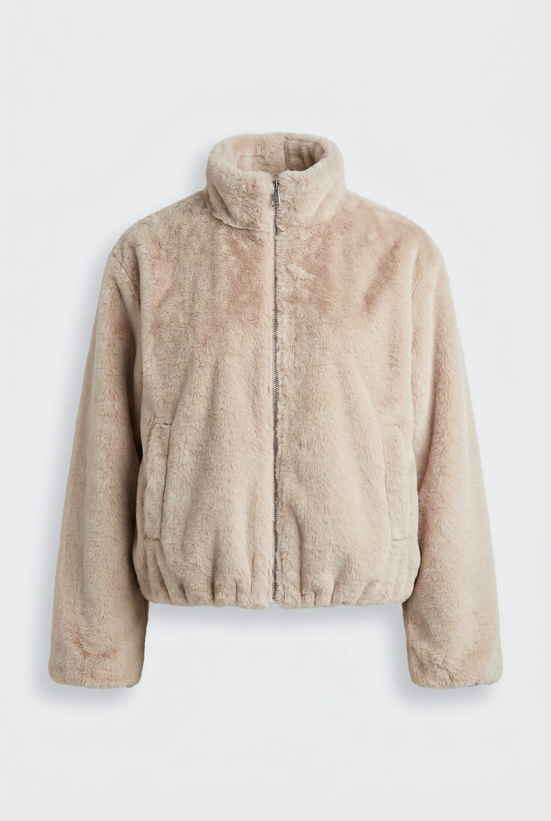 Jaqueta bomber feminina de pelúcia gola alta 61250