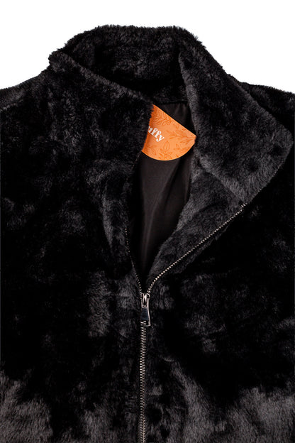 Jaqueta bomber feminina de pelúcia gola alta 61250