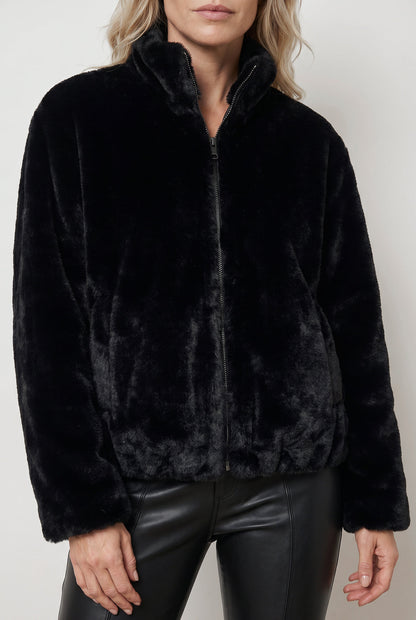 Jaqueta bomber feminina de pelúcia gola alta 61250
