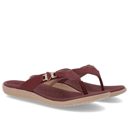 Chinelo Salto Baixo Couro Enfeite