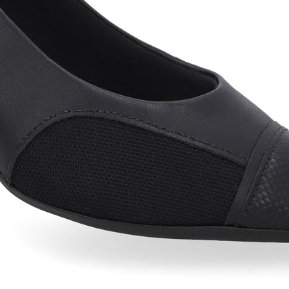 Scarpin Couro Lateral Tecido
