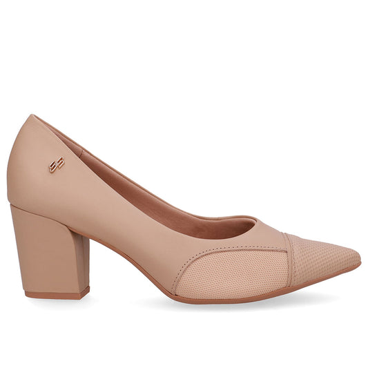 Scarpin Couro Lateral Tecido