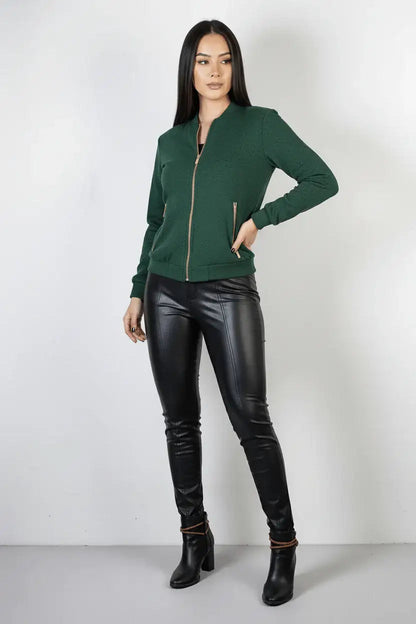 Jaqueta feminina suede forrada com bolsos 70414