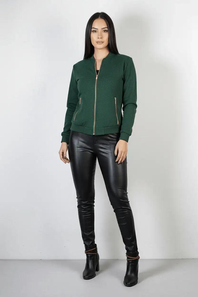 Jaqueta feminina suede forrada com bolsos 70414