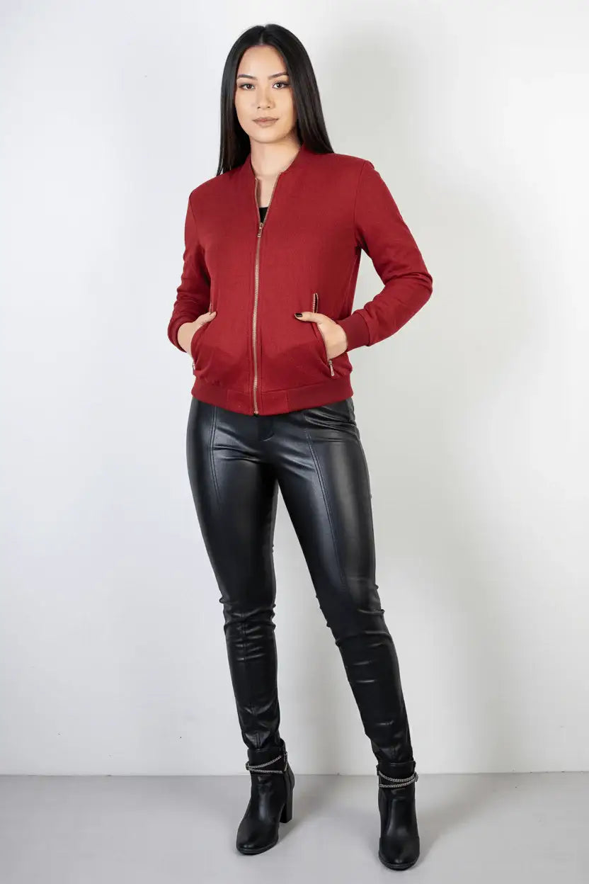 Jaqueta feminina suede forrada com bolsos 70414