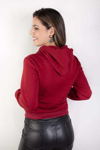 Jaqueta feminina moletinho com capuz 80001
