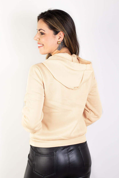 Jaqueta feminina moletinho com capuz 80001