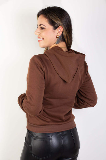 Jaqueta feminina moletinho com capuz 80001