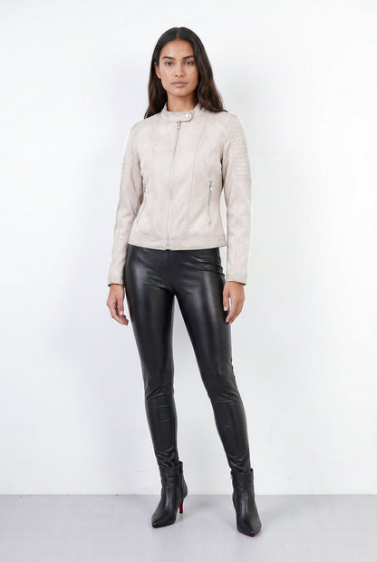 Jaqueta feminina suede gola com botão 84252