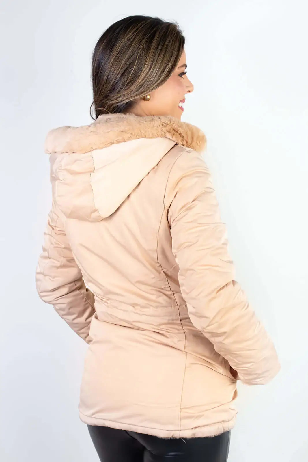 Jaqueta feminina nylon reversível com pelo 84293