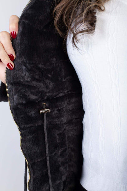 Jaqueta feminina nylon reversível com pelo 84293