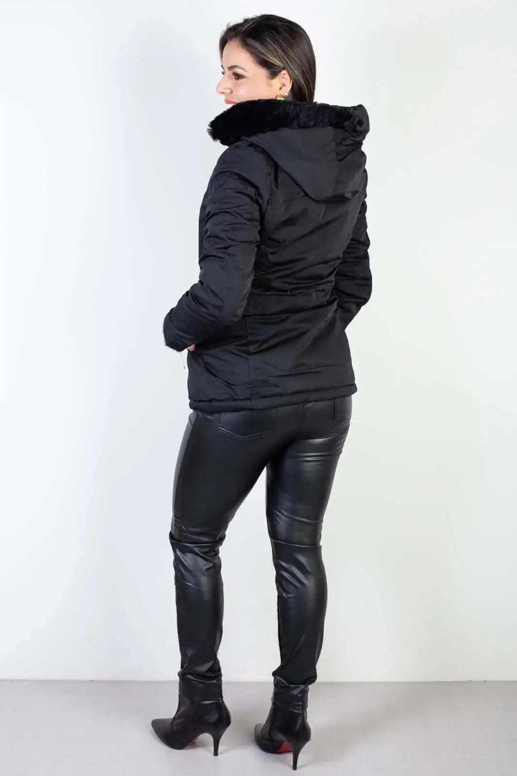 Jaqueta feminina nylon reversível com pelo 84293