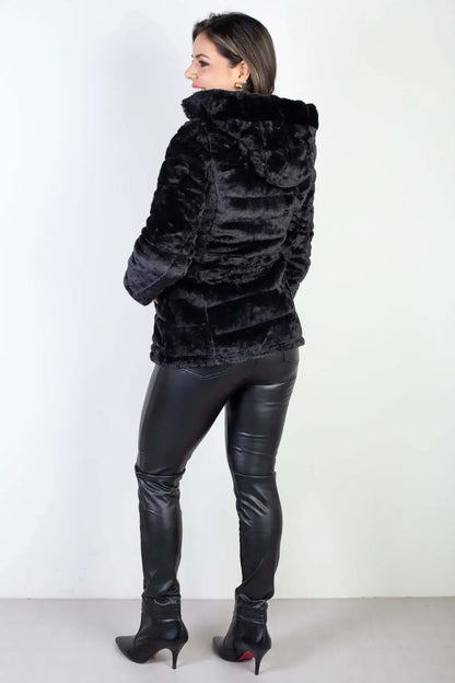 Jaqueta feminina nylon reversível com pelo 84293