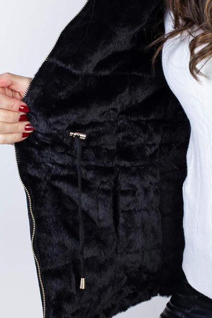 Jaqueta feminina nylon reversível com pelo 84293