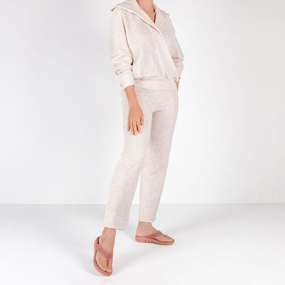 Chinelo Salto Rasteiro Tricot Marfim