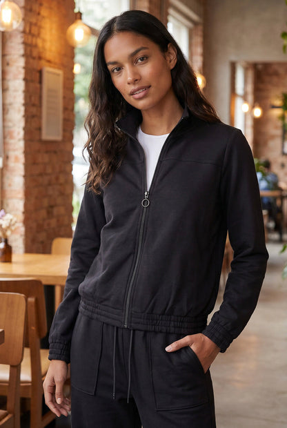 Jaqueta feminina básica moletom forrada 61379